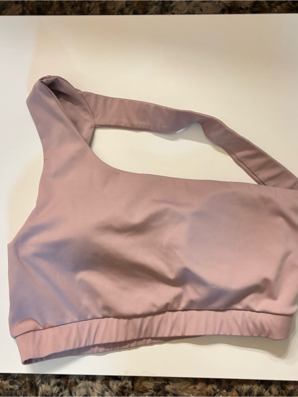 Women’s One-Shoulder Sports Bra — Dusty Rose